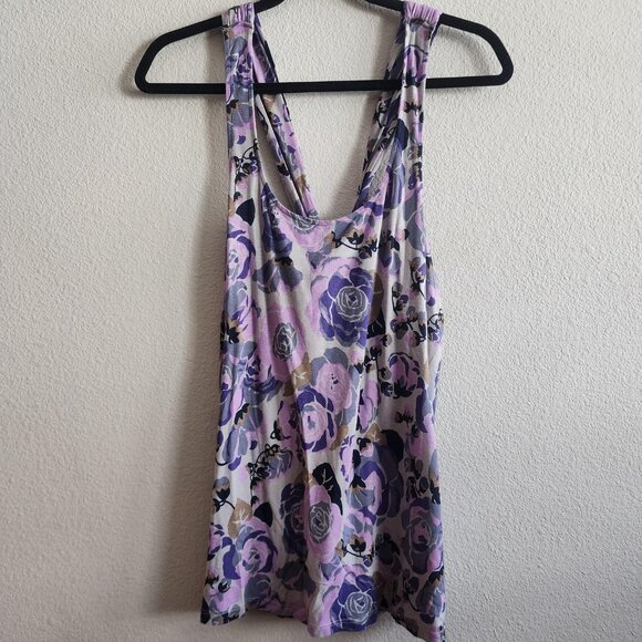 Free People Tops - Free People Tank Top Womens Medium Purple Soft Violet Floral Racerback Boho NWT